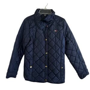 Tommy Hilfiger Girls Sz Large(12-14) Puffer Jacket star lined snaps pockets